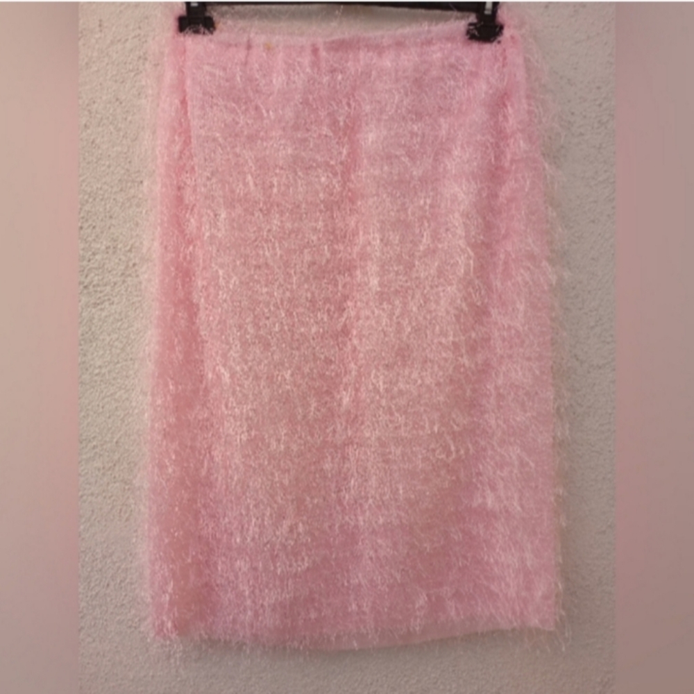 Handmade Pink Pencil Skirt Eyelash Fabric Formal Dressy Tea Party Pastel Unique